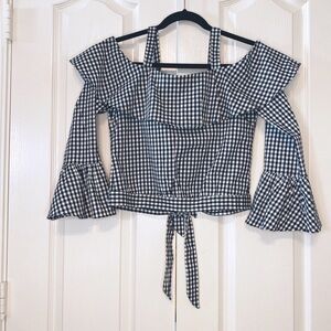 Woman’s Willow & Clay off Shoulder cropped Tie on The Back Gingham Size XS